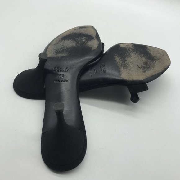 Prada Black Pom-Pom Slide Heels - Picture 5 of 7